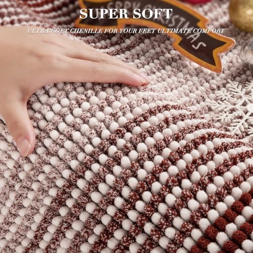 BSICPRO Bathroom Rugs Sets 2 Piece, Non Slip Striped Bath Mat, Burgundy Red - Image 2