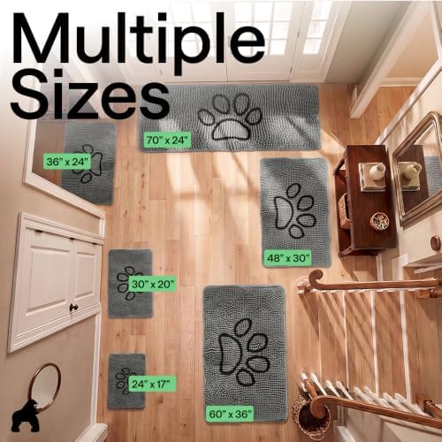 GORILLA GRIP SoakSTOPPER Dog Door Mat, Machine Wash and Dry, 48x30 Gray - Image 2