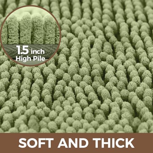Bcoimo Bath Rugs Mat Set, 2 Piece Non Slip Chenille Bath Sage Bathroom Sets - Image 3