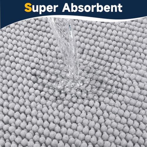 Ophanie Grey Toilet Rugs U-Shaped 20x20, Soft Chenille Contour Bath Mat - Image 5