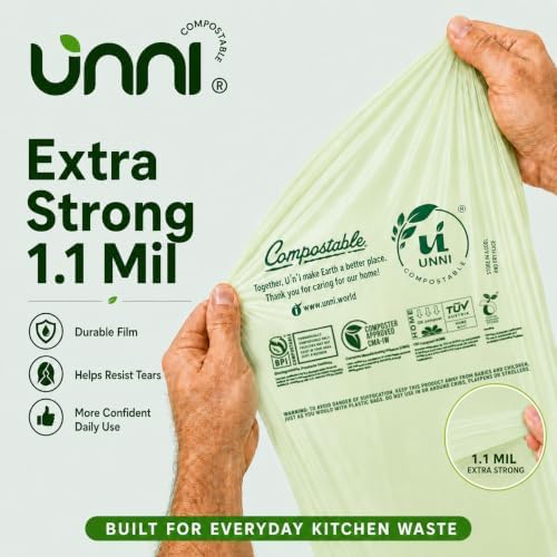 UNNI 30-33 Gallon Compostable Bags, 124 L, Extra Thick 1.1 Mil - Image 5