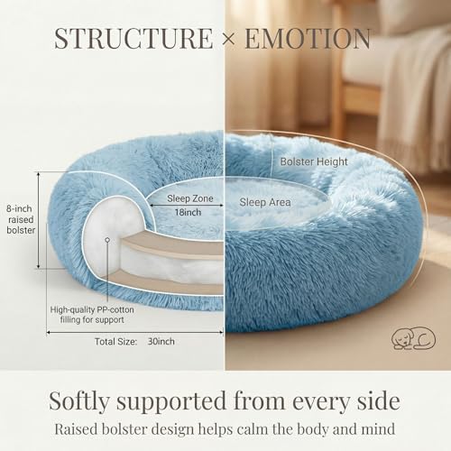 nononfish Cozy Small Dog Bed, Soft Donut Calming Pet Bed - Image 4