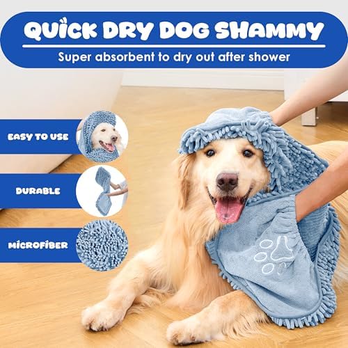 Dog Towel for Drying Dogs, Absorbent Microfiber Bath Towel, Hand Pockets - Image 2