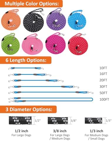 Long Dog Leash for Dog Training 50FT, Heavy Duty Dog Lead for Large Medium - Image 2