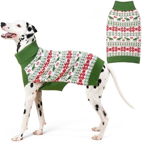 KYEESE Dog Ugly Christmas Sweater for Large Dogs with Snowflake Reindeer by KYEESE