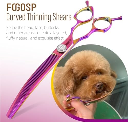 45°Curved Dog Grooming Scissors Curved Thinning Shears 2PCS Combo - Image 4