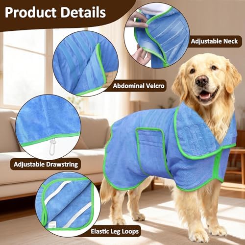 Soft Dog Bathrobe Fast Drying Dog Coat, Super Absorbent Dog Towels - Image 2