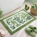 Boao Sage Green Bathroom Rug Tufted Leaf Bath Mat Non-Slip Soft Absorbent by Boao