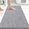 Bcoimo Bath Rug Mat, 44x24 Chenille Non Slip Gray Long Bathroom Runner Rugs by Bcoimo