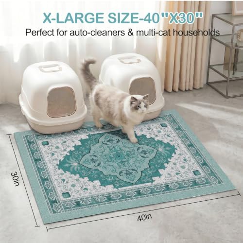Glittme Cat Litter Mat with Non-Slip Bottom Litter Box Mat 40"X30" Litter - Image 6