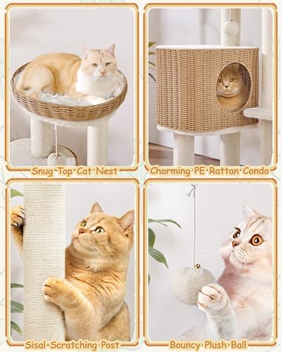 Yaheetech 36" Rattan Cat Tree - Image 4