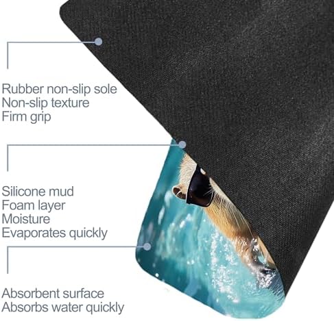 Bathroom Floor Mat, Cute Capybara Bathroom Rugs, Quick Dry Swimming Animal - Image 6
