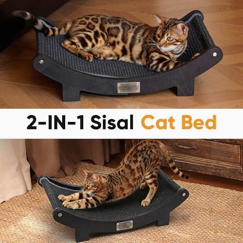 FUKUMARU Extra Large Sisal Cat Scratcher Bed Indoor Sturdy Wood Scratch Bed - Image 2