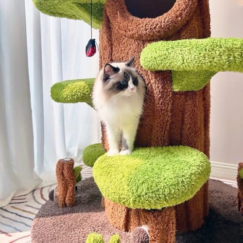 Magic Forest Cat Tree Tower, 90 inches Tall, Real Solid Wood Cat Tree - Image 6