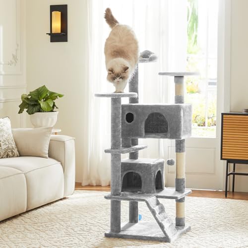 54 Inch Cat Tree Tower with Natural Sisal Scratching Post by Aidoly