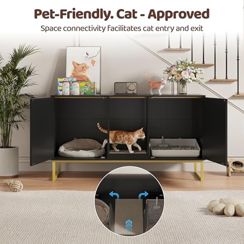 Kitty Litter Box Enclosure for 2 Cats, Small Hidden Cat Litter Box Furniture - Image 3