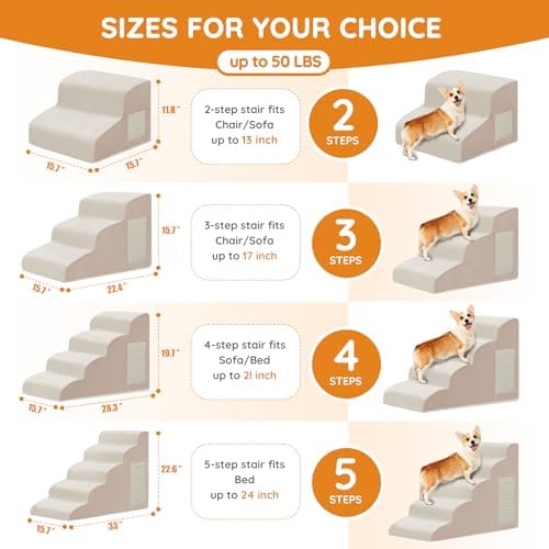 Ahpmeoa Dog Stairs for Small Dogs 11.8" H, Dog Ramp for Bed - Image 2