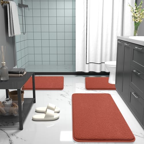 OLANLY Memory Foam Bathroom Runner Rugs 47x24, Long Mats, Rustic Terracotta - Image 7