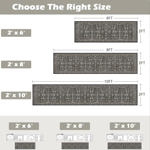 Grey Hallway Runner Rug 2x6 for Bedroom Kitchen - Image 2