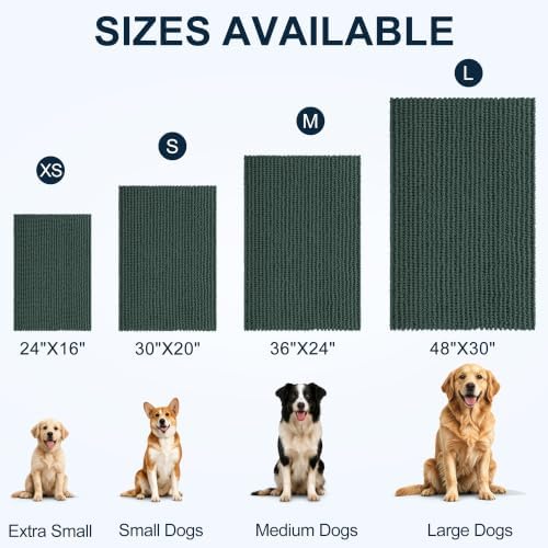 Smiry Dog Door Mat for Muddy Paws 44x32, Ultra Absorbent Chenille Doormat - Image 2