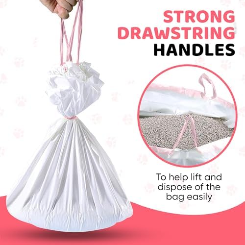 Cat Litter Box Liners 60 Count Drawstring Kitty Litty Waste Liner Clean Up - Image 5