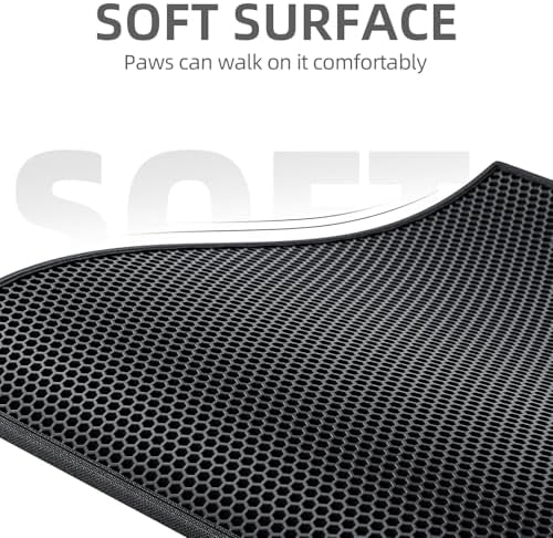 ESTHELLO Cat Litter Mat Honeycomb Double Layer Design 30’’ x 24’’ Black - Image 3