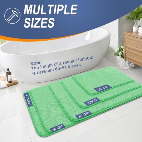 OLANLY Memory Foam Bathroom Runner Rugs 44x24, Long Bath Mats, Mint Green - Image 5