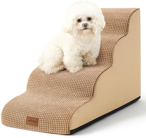 COZY KISS Dog Stairs for Small Dog 19.7" H, 4 Step Pet Ramp for Bed by COZYKISS