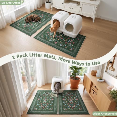 Bienbee Cat Litter Mat, 2 Pack 28" x 20" Machine Washable - Image 5