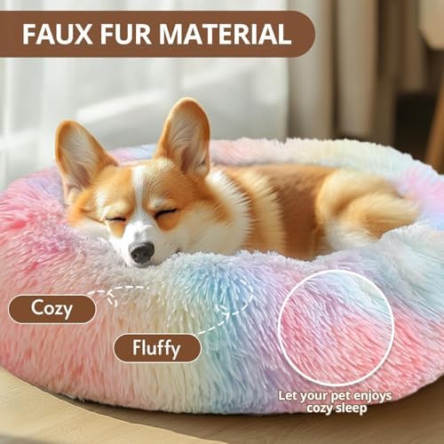 JOLLYVOGUE Calming Dog Beds Large Sized Dog, 36in Donut Washable Large Pet Bed - Image 2