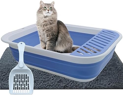 Collapsible Small Cat Litter Box, Open Top Cats Litter Pan by MUYG