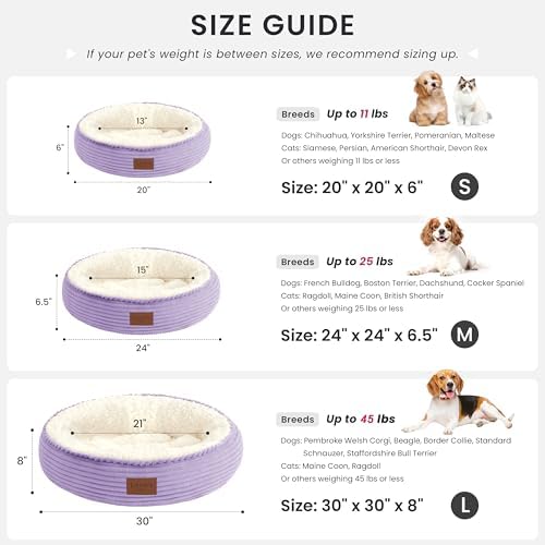 Love's cabin Round Donut Cat and Dog Cushion Bed, 20in Pet Bed - Image 4