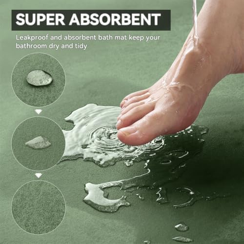 MontVoo -Bath Mat Rug-Rubber Backing Non Slip Quick Dry Absorbent Thin Bathroom - Image 3