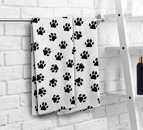 Dog Paws Towel, Dogs Paw Kitchen Towels and Dishcloths Set of 2, Cute Dogs - Image 3