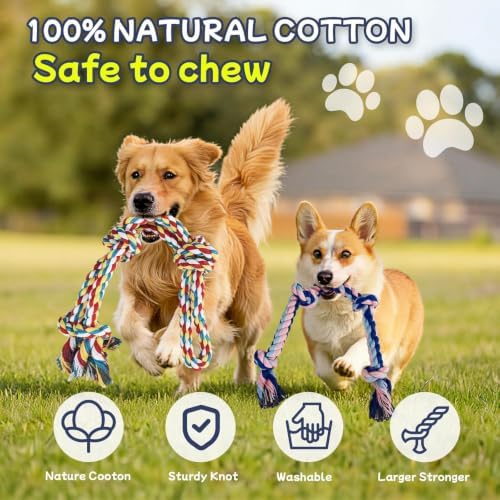 Rocfish 4 Pack Dog Rope Toys for Aggressive Chewers, Tough Tug of War Dog Toys - Image 3