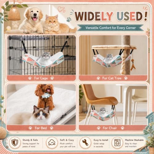 Jetec 2 Pack Cat Hammock for Cage, Geometry Pattern - Image 2