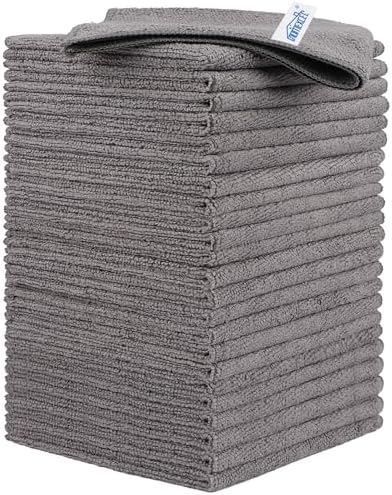 HOMEXCEL Grey Microfiber Cleaning Cloth, 24 Pack Cleaning Towels by HOMEXCEL