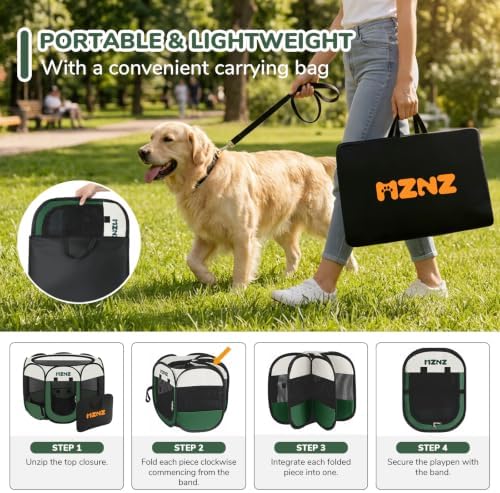 Dog Cat Small Animal Puppy Playpen Crate, Dark Green - Image 4