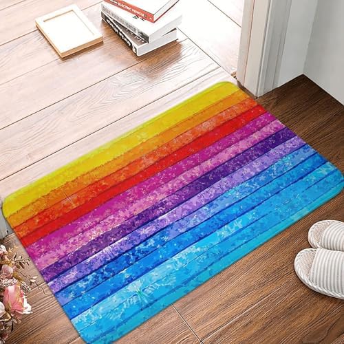 Painted Rainbow Bath Mat 24x16 Inch Non-Slip Soft Microfiber Bathroom Rugs - Image 6