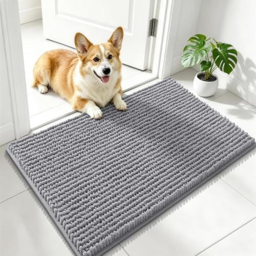 Smiry Dog Door Mat for Muddy Paws 24x16, Ultra Absorbent Chenille Doormat by Smiry