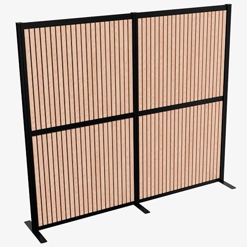 VIVO Wood Slat Freestanding 76 x 66 inch Privacy Panel, PP-MWS63WD by VIVO