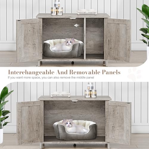 JY QAQA Cat Litter Box Enclosure, Litter Box Furniture Hidden - Image 3