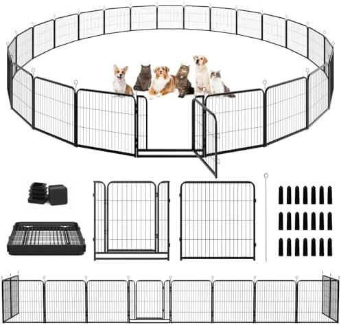 Kfvigoho Dog Playpen Outdoor Extra Wide 24 Panels Heavy Duty Dog Fence 32" by Committedtobetterpetlife