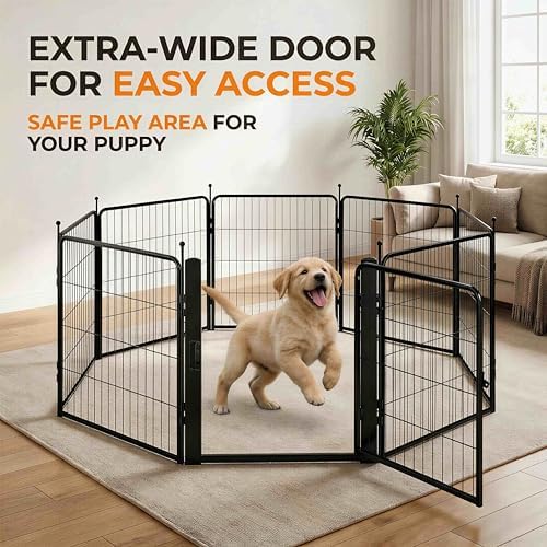 32 Inch Dog Playpen, 8-Panel Metal Pet Exercise Pen - Image 5