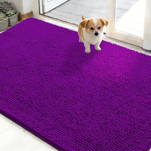 OLANLY Dog Door Mat for Muddy Paws 50x30, Super Absorbent Chenille Mud Mat by OLANLY
