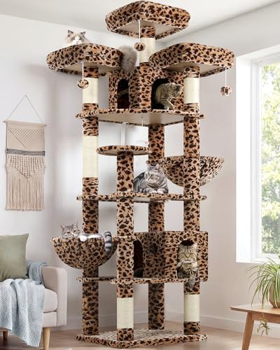 Globlazer Cat Tree Tower for Multiple Adult Cats, Leopard Print by Globlazer