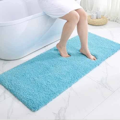 Disolla Teal Bathroom Runner Rug 24x59, Soft Plush Large Bath Mat by Disolla