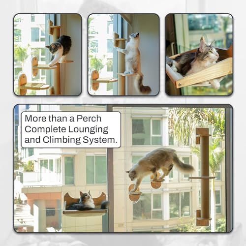4-in-1 Window & Wall Mount Cat Wall Shelves – Hammock, Steps & Scratching Post - Image 5