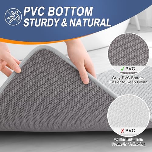 OLANLY Memory Foam Large Bathroom Rug 59x35, Absorbent Bath Mat, Light Grey - Image 4