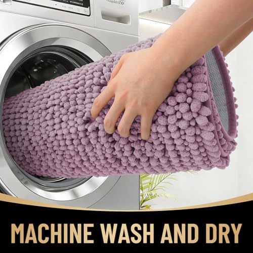 OLANLY Thick Chenille Absorbent Bathroom Rugs Mat 36x24, Deep Plum - Image 4